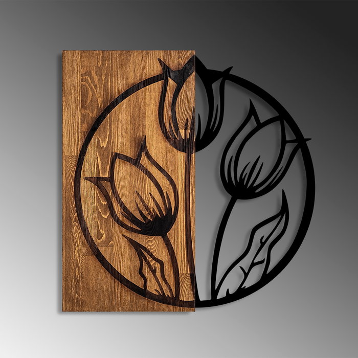 Wallity Tulips Escultura de Pared en Nogal y Negro